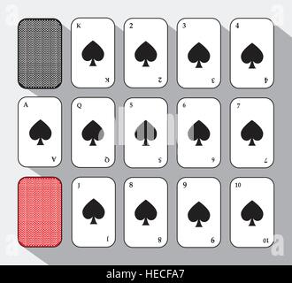 Poker-Karte. Spaten Sie Satz. weißem Hintergrund leicht trennbar sein. Symbolbild Illustration für Print, Website, Stoffe, Dekoration, Design, etc. verwendet. Stock Vektor