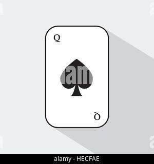 Poker-Karte. Königin der Spaten. weißem Hintergrund leicht trennbar sein. Symbolbild Illustration für Print, Website, Stoffe, Dekoration, Design, etc. verwendet. Stock Vektor