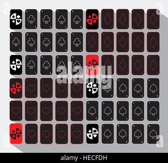 Poker-Karte. -Set 60 schwarz. Weißen Hintergrund. Symbolbild Illustration für Print, Website, Stoffe, Dekoration, Design usw. verwendet Stock Vektor