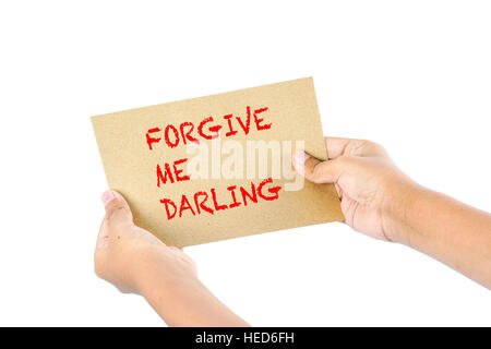 Hand halten braunes Papier mit Text wünschen. Stockfoto