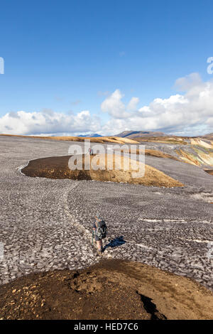 Hikers on the Laugavegur Hiking Trail Iceland Stockfoto