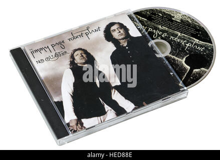 Ex Zeppelin Mitglieder Jimmy Page und Robert Plant kein Viertel Live CD-Led Stockfoto