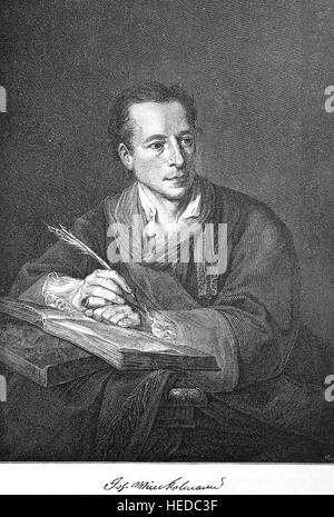 Johann Joachim Winckelmann, 1717-1768, ein deutscher Kunsthistoriker und Archäologe, aus einem Holzschnitt von 1880, digital verbessert Stockfoto