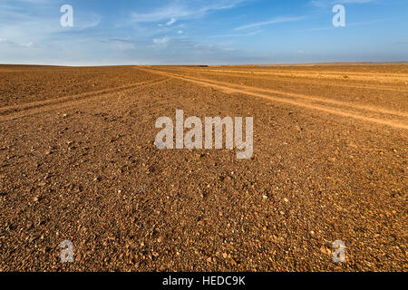 Hamada Wüste in der Nähe von Ouarzazate... Hamada Wüste und dem Atlas-Gebirge bilden einen großen Teil der marokkanischen Land Stockfoto