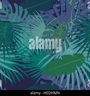 Abstrakte digitale Musterdesign flachen Hintergrund mit bunten Palm Blätter grün Stockfoto