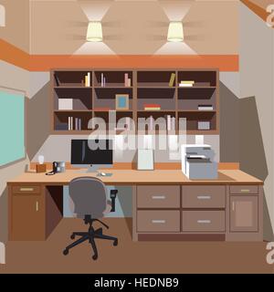 moderne home-Office-Interieur mit desktop Stock Vektor