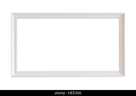 Leere weiße Holz Fotorahmen isoliert auf weißem Hintergrund. Inneneinrichtung der Zimmer. Mit Beschneidungspfad gespeichert Stockfoto