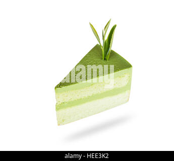 Matcha-Grüntee-Biskuit isoliert auf weißem Hintergrund hautnah. Mit Beschneidungspfad gespeichert Stockfoto