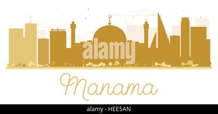 Manama City Skyline goldene Silhouette. Vektor-Illustration. Einfache flache Konzept für Tourismus Präsentation, Banner, Plakat oder Web. Stock Vektor