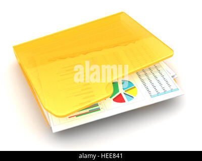 3D Abbildung des Ordners "Business Papiere", auf weißem Hintergrund Stockfoto