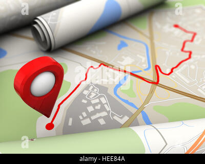 3D Darstellung der Straße mit dem endgültigen Ziel der route Stockfoto