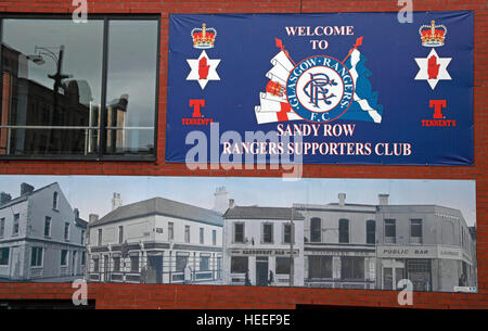 Belfast Unionist, Loyalist Sandy Row, Rangers FC Supporters Club Stockfoto