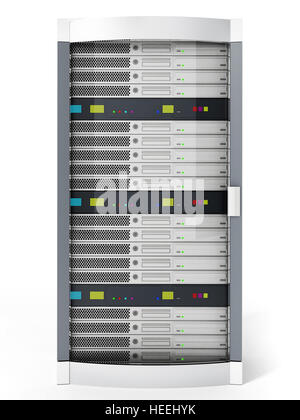 Weiße Datenserver isoliert auf weißem Hintergrund. 3D Illustration. Stockfoto