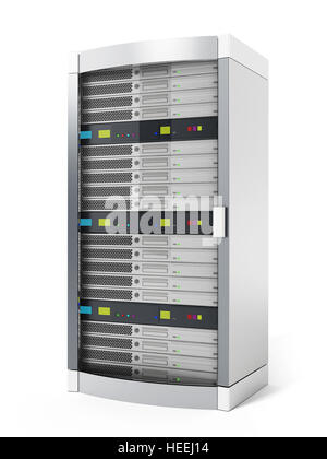 Weiße Datenserver isoliert auf weißem Hintergrund. 3D Illustration. Stockfoto