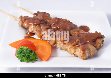 Satay-Hühnerspieß Stockfoto