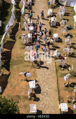 Blick vom Turm auf Manaca Iznaga, Zucker-Plantage, Ingenio, Trinidad, Kuba Stockfoto