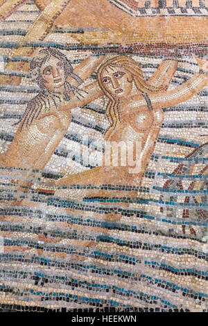 Die Reise der Venus, Römisches Mosaik aus Volubilis, Museum für marokkanische Kunst und Antiquitäten, Tanger, Marokko Stockfoto
