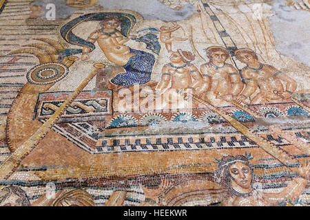 Die Reise der Venus, Römisches Mosaik aus Volubilis, Museum für marokkanische Kunst und Antiquitäten, Tanger, Marokko Stockfoto