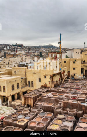 Gerbereien, Fes, Marokko Stockfoto