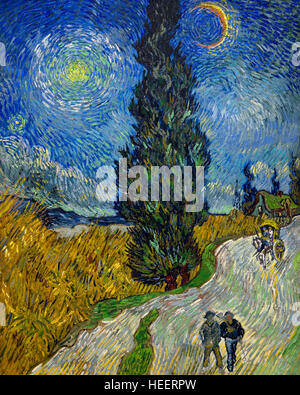 Landstraße in der Provence bei Nacht von Vincent Van Gogh, 1890, Kröller-Müller Museum, Nationalpark Hoge Veluwe, Otterlo, Niederlande, Europa Stockfoto