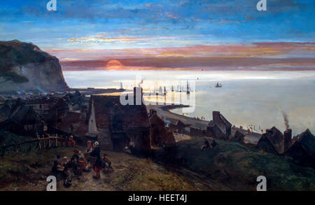 Saint-Valery-En-Caux, Sonnenuntergang, von Johan Barthold Jongkind, 1852, Kröller-Müller Museum, Nationalpark Hoge Veluwe, Otterlo, Niederlande, Europa Stockfoto