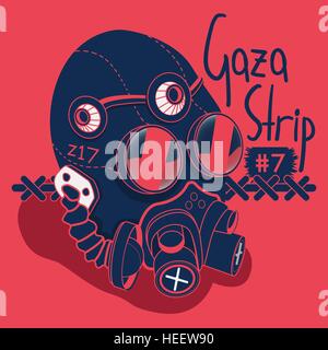 Gasmaske Schädel mit helmet.pencil Zeichnung Vektor-illustration Stock Vektor