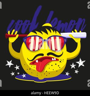 Zitrone-Charakter-Vektor-Design. auf ein T-shirt drucken Stock Vektor