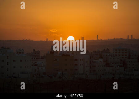 Sonnenuntergang über Amman, Jordanien. Stockfoto