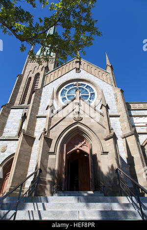 Der Eingang der historischen Kathedrale der Unbefleckten Empfängnis auf Stadt Saint John (New Brunswick, Kanada). Stockfoto