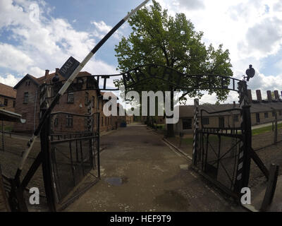 Arbeit befreit Zeichen im KZ Auschwitz-Birkenau KZ Polen 4 Stockfoto