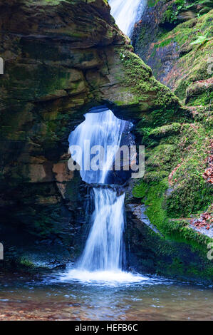 St.Nectans Glen Wasserfall, Trethevey in der Nähe von Tintagel in Cornwall, England, UK Stockfoto