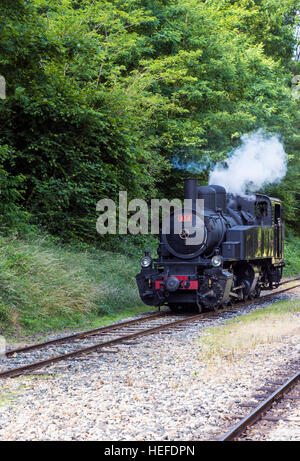 Mallet Lokomotive auf den Zug de l'Ardèche touristischen Zug, Colombier le Vieux – Saint-Barthélémy le Plain, Ardèche, Frankreich