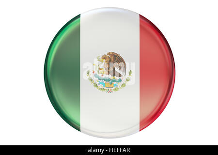 Badge mit Flagge Mexikos, 3D-Rendering isolierten auf weißen Hintergrund Stockfoto