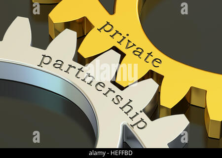 Private Partnership-Konzept auf die Zahnräder, 3D rendering Stockfoto