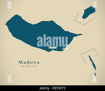 Moderne Karte - Madeira Portugal PT Abbildung Stockfoto