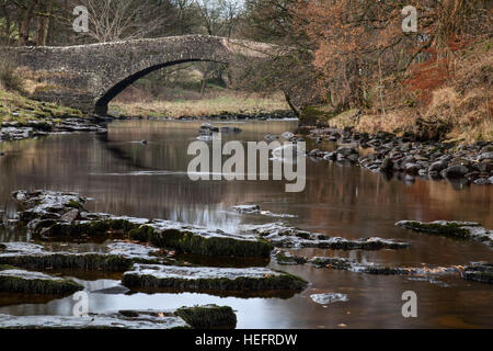 Stainforth Kraft Wasserfälle und Brücke, in der Nähe von Settle, North Yorkshire Dales Stockfoto