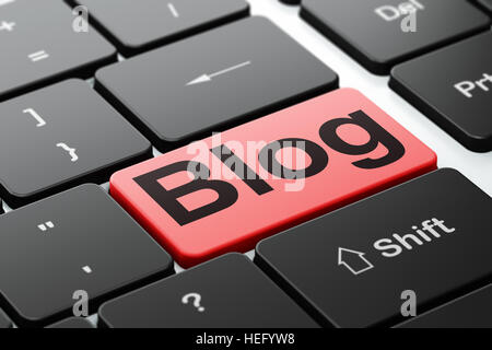 Web-Development-Konzept: Blog über Computer Tastatur Hintergrund Stockfoto
