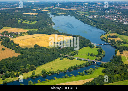 Luftaufnahme, Kemnader Stausee, dam, Ruhrgebiet, Nordrhein-Westfalen, Deutschland Stockfoto