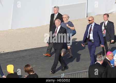 BRZEGI, Polen - 30. Juli 2016: World Youth Day 2016, Brzegi in der Nähe von Krakau o/p Antoni Macierewicz - polnische Minister für nationale Verteidigung Stockfoto