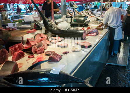 Fischmarkt in Catania, Sizilien, Italien Stockfoto