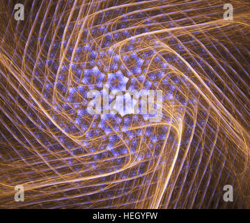 Abstrakte Fraktal mit Stern-Design auf schwarzem Hintergrund isoliert Stockfoto