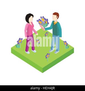Grusskarte 8 Märztag Frau. 3D, 8. März, Grußkarte, Womans, Blumen und internationale Damen Tagen, Frühlingsferien, Stock Vektor