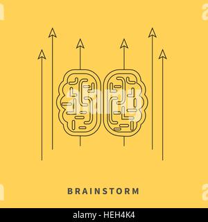 Brainstorm-Design-Konzept. Brainstorming und Gehirn, Idee, denken, Geist Karte, kreative Innovation, Gehirn-Symbol, Hirnleistung, Stock Vektor