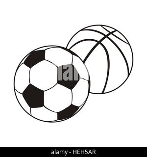 Monochrome set Ball für Fußball und Basketball. Schwarz weiß Sport-Kugeln zum spielen Fußball und Basketball, Kombination Stock Vektor
