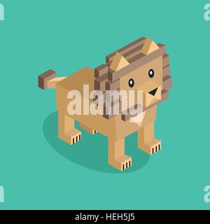 Lion ist braun. Isometrische Löwe ist braun. 3D Löwe isoliert. Vektor-illustration Stock Vektor