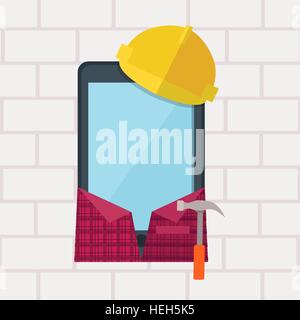 Telefon in der Arbeit Kleidung entwerfen Wohnung. Telefon in der Arbeit Kleidung Design flach. DFÜ-Gerät in Form eines Smartphones Stock Vektor