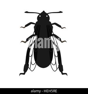 Vektor-Biene-Symbol. Vektor Honig Biene Königin Cartoon. Isolierte Biene schwarz auf weißem Hintergrund Stock Vektor