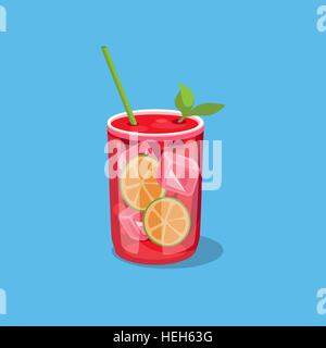 Kalt Alkohol Cocktail. Kalt Alkohol Cocktails und andere Getränke isoliert. Cocktail trinken Fruchtsaft im flachen Design-Stil. Retro Stock Vektor