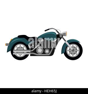 Cool Motorrad isoliert auf weißem Hintergrund. Fahrzeug auf zwei Rädern, Biker CHOPPER. ? lassic Fahrrad für das Reiten in einem flachen Stil. Stock Vektor