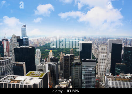 Blick über den Central Park, Manhattan, New York von einem Wolkenkratzer Stockfoto